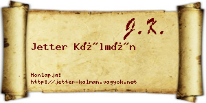 Jetter Kálmán névjegykártya